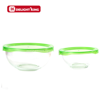 Nested Glass Salad Mixing Bowl With Plastic Lid